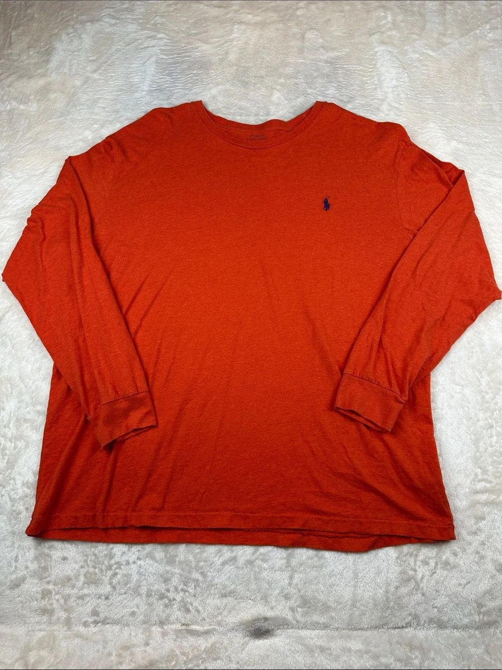 Polo Ralph Lauren Mens XXL Orange Long Sleeve T Shirt Pony Logo Cotton Crewneck